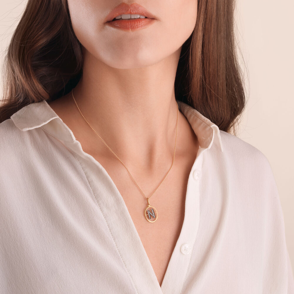 Initials 18ct Yellow Gold Diamond N Necklace | Annoushka jewelley